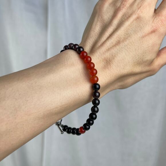 Carnelian Garnet Obsidian Crystal Gemstone Bead Bracelet Handmade - Picture 6 of 16